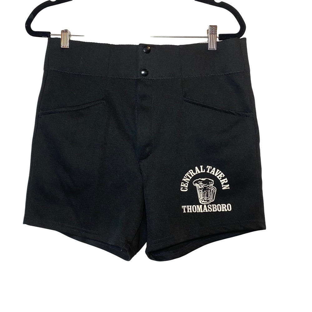 Vtg Baseball Softball Shorts Mens 32 Black Central Tavern Pub Beer Graphic 90s‎